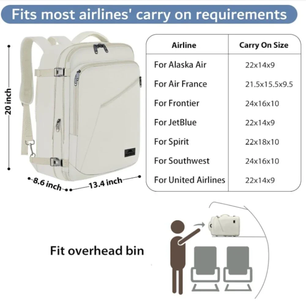 MATEIN Large Travel Backpack β 45L Expandable Carry-On - Picture 5 of 11